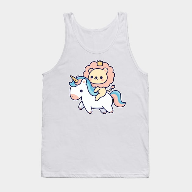 funny Lion ride unicorn Tank Top by fikriamrullah